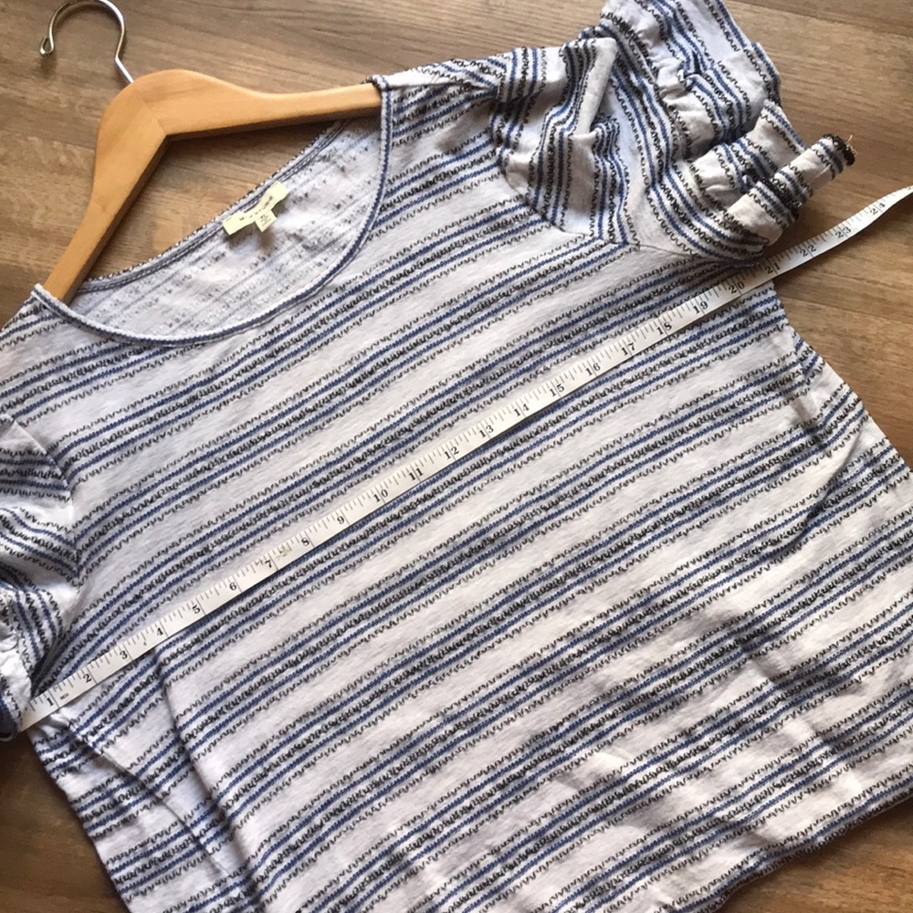 Max Studio Ruffle Sleeve Striped Blouse - Picture 3 of 8